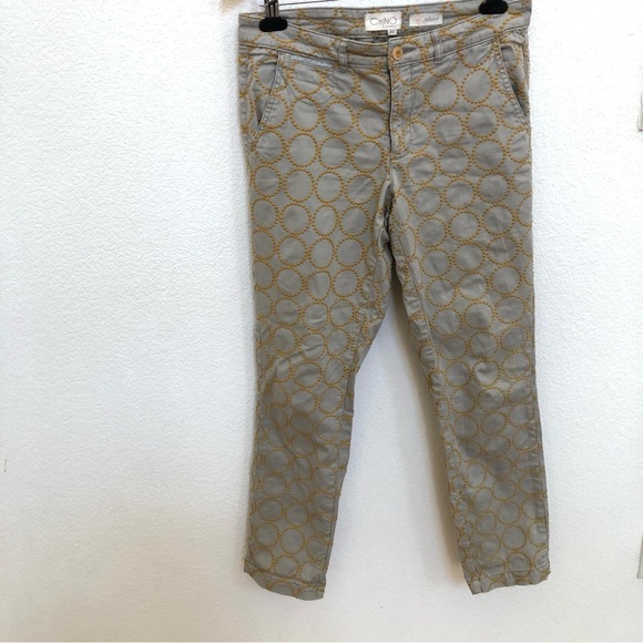 Chino by Anthropologie Tan Embroidered Pants 28 Relax Fit Cuffed - Picture 4 of 16